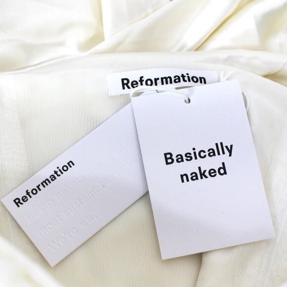 Reformation Eisa Silk Wedding Dress NEW One Shoulder Maxi Corset Slit Gown Sz 6 - Picture 7 of 8